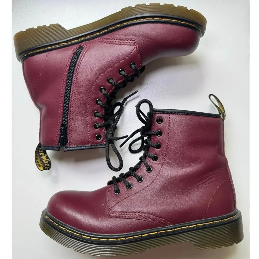 Dr. Martens 1460 Junior Cherry Red Leather Ankle Boots Girls Size 5 Men Size 4